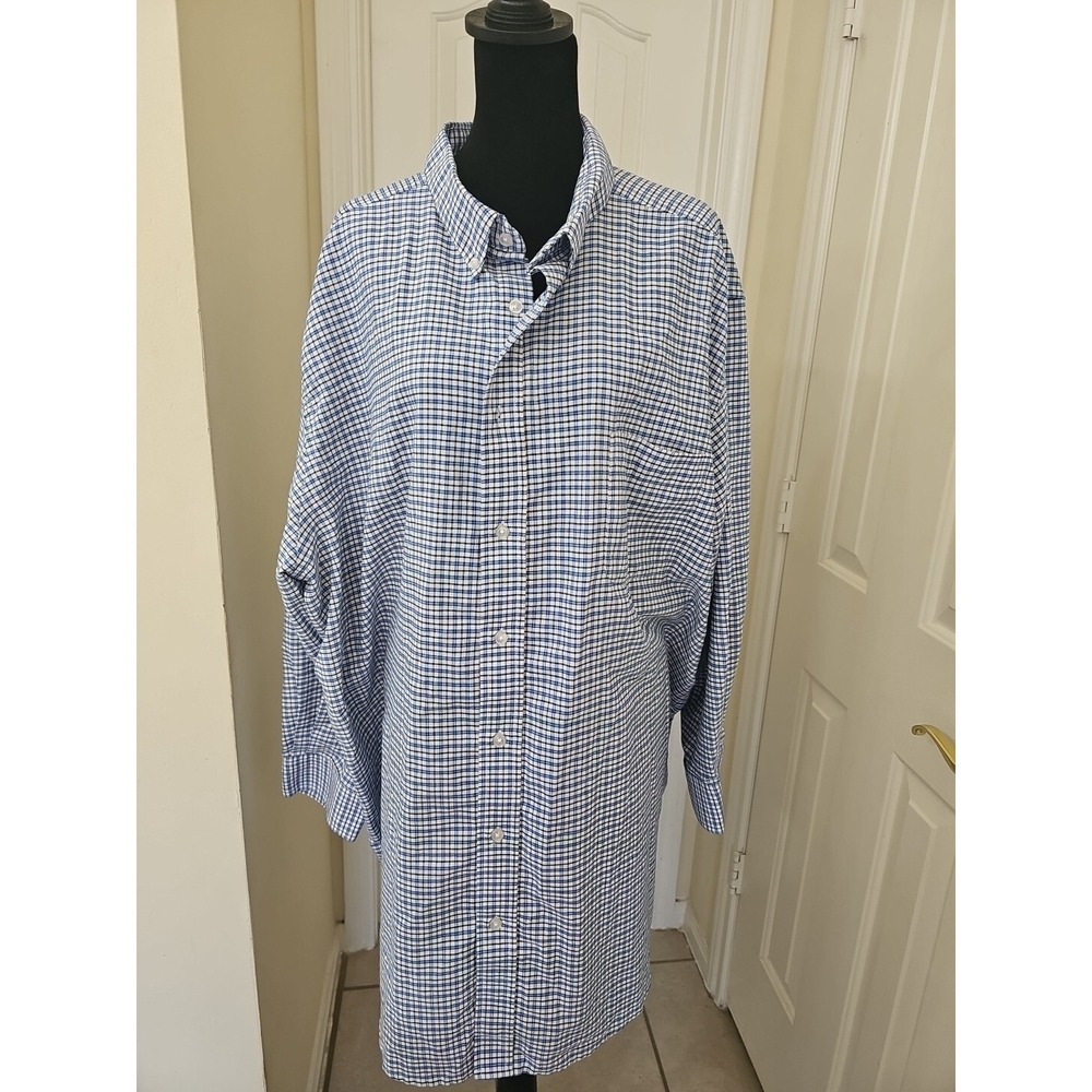 King Size KS Signature Men's Long‎ Sleeve Blue Button Down Shirt 20 33/4 Big